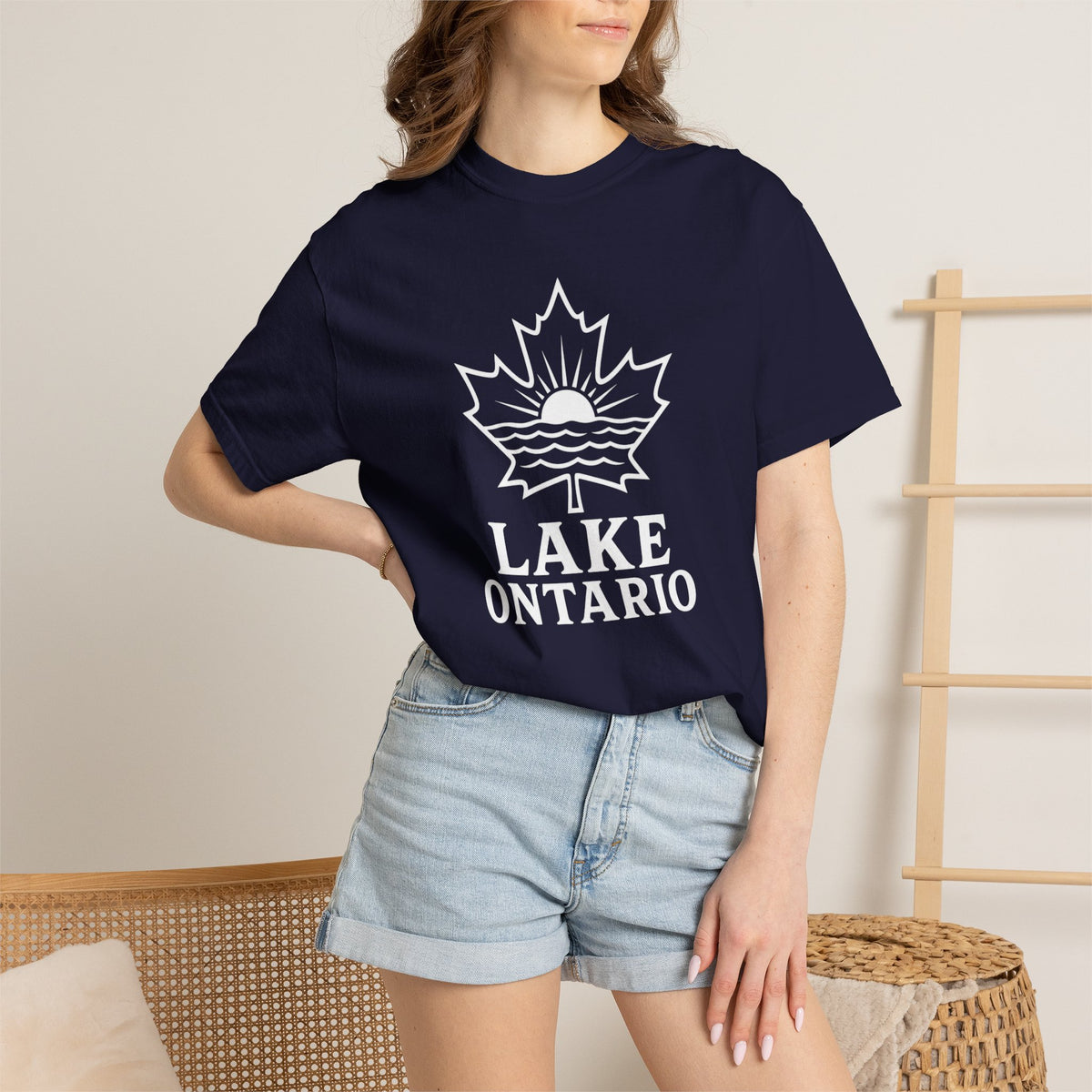 Lake Ontario T-Shirt — Retro Maple Leaf Sunset Graphic