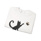 Cat with Crown Crewneck Sweatshirt — Playful Black Cat Graphic