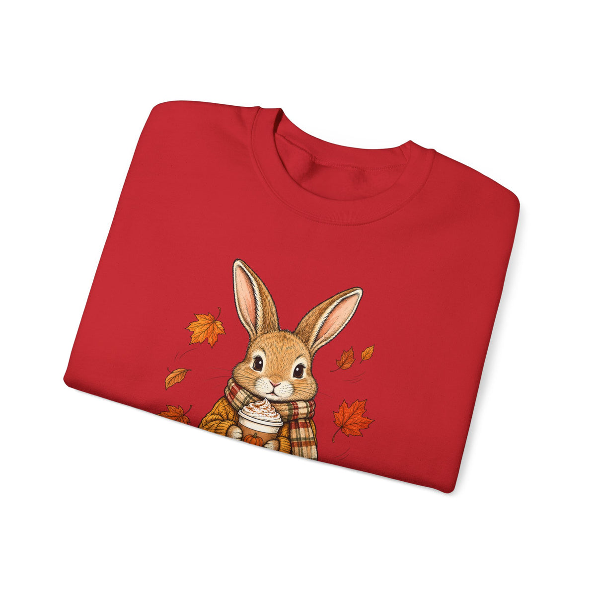 Autumn Bunny Sweatshirt – Cozy Fall Rabbit Holding Coffee