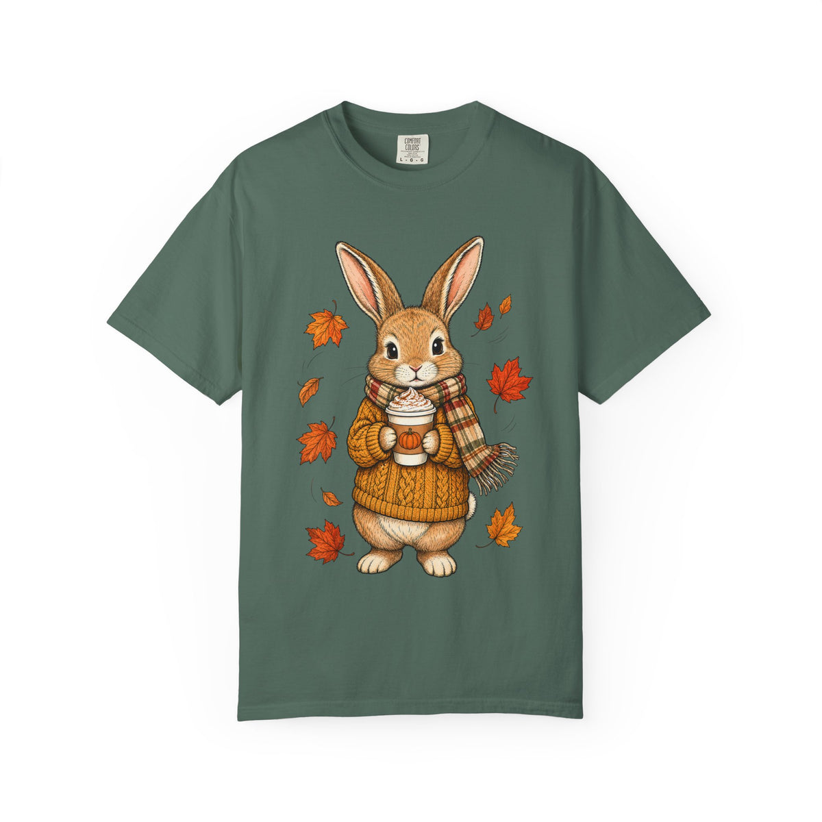 Autumn Bunny Tee — Cozy Fall Rabbit with Scarf & Hot Cocoa
