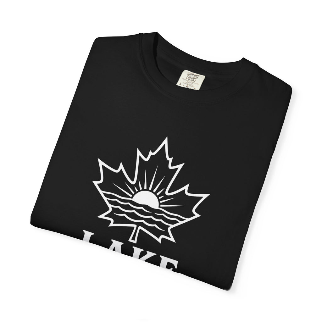 Lake Ontario T-Shirt — Retro Maple Leaf Sunset Graphic