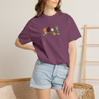 Cat Knit Crew T-Shirt — Cozy Cats Sitting Together Graphic Tee