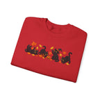 Herbst-Sweatshirt mit schwarzem Katzen-Motiv
