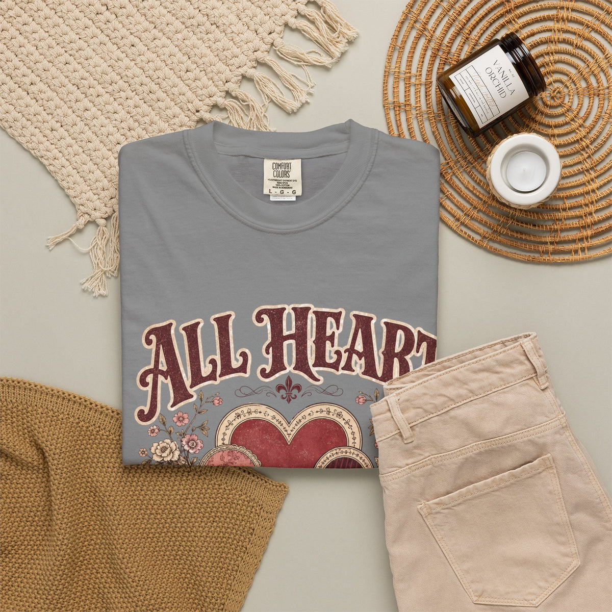All Heart Vintage Floral Tee — "All Heart" Graphic T-Shirt