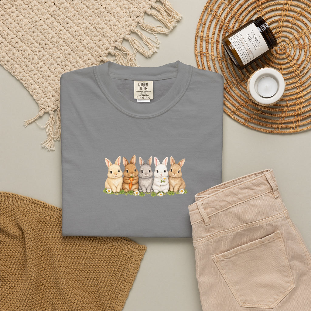 Bunny Row T‑Shirt — Cute Watercolor Rabbits Graphic Tee