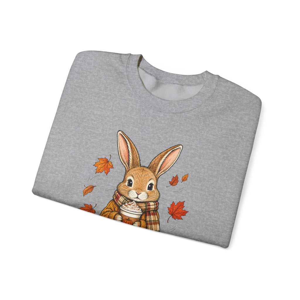 Autumn Bunny Sweatshirt – Cozy Fall Rabbit Holding Coffee