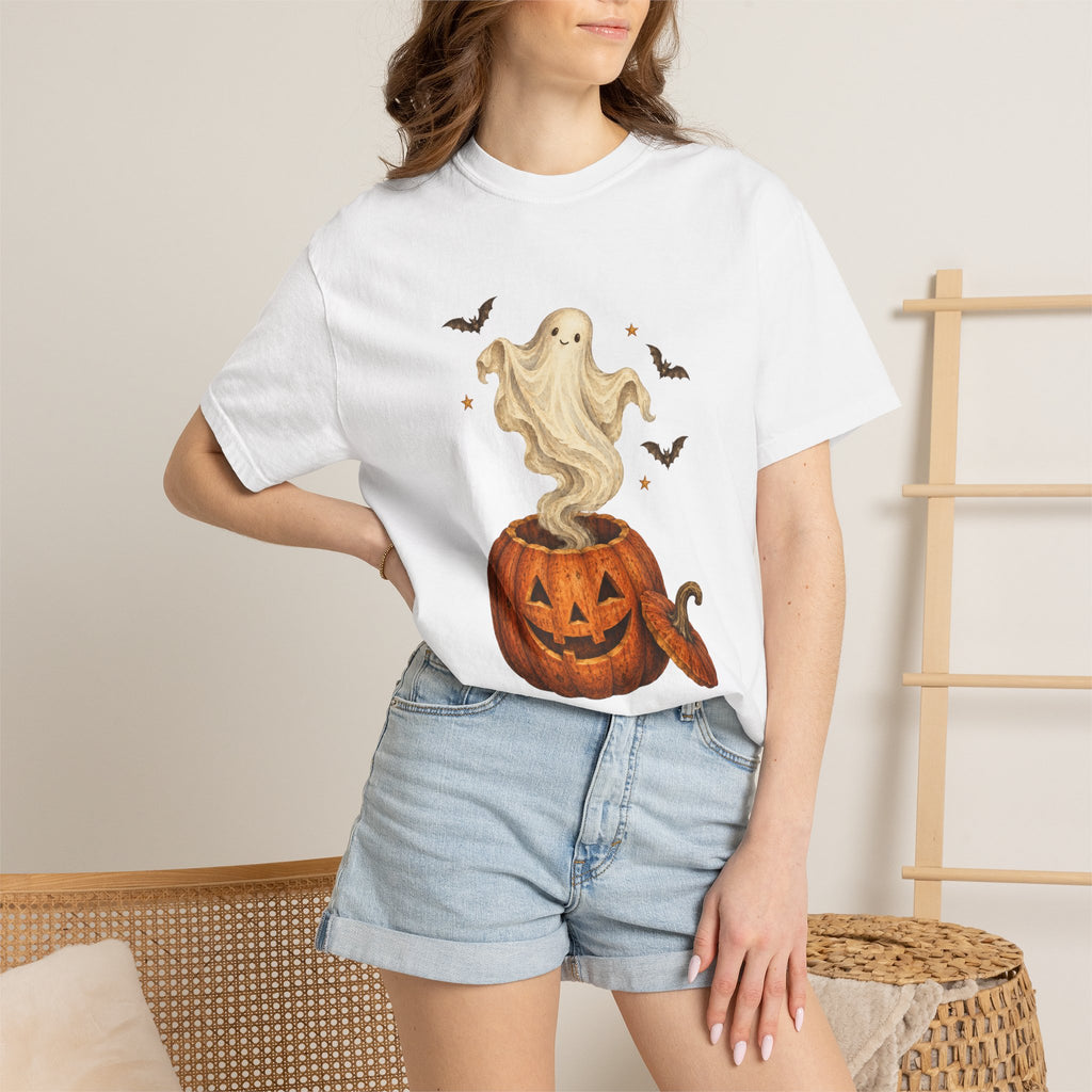 Halloween Ghost in Jack-O'-Lantern T-Shirt