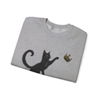 Cat with Crown Crewneck Sweatshirt — Playful Black Cat Graphic