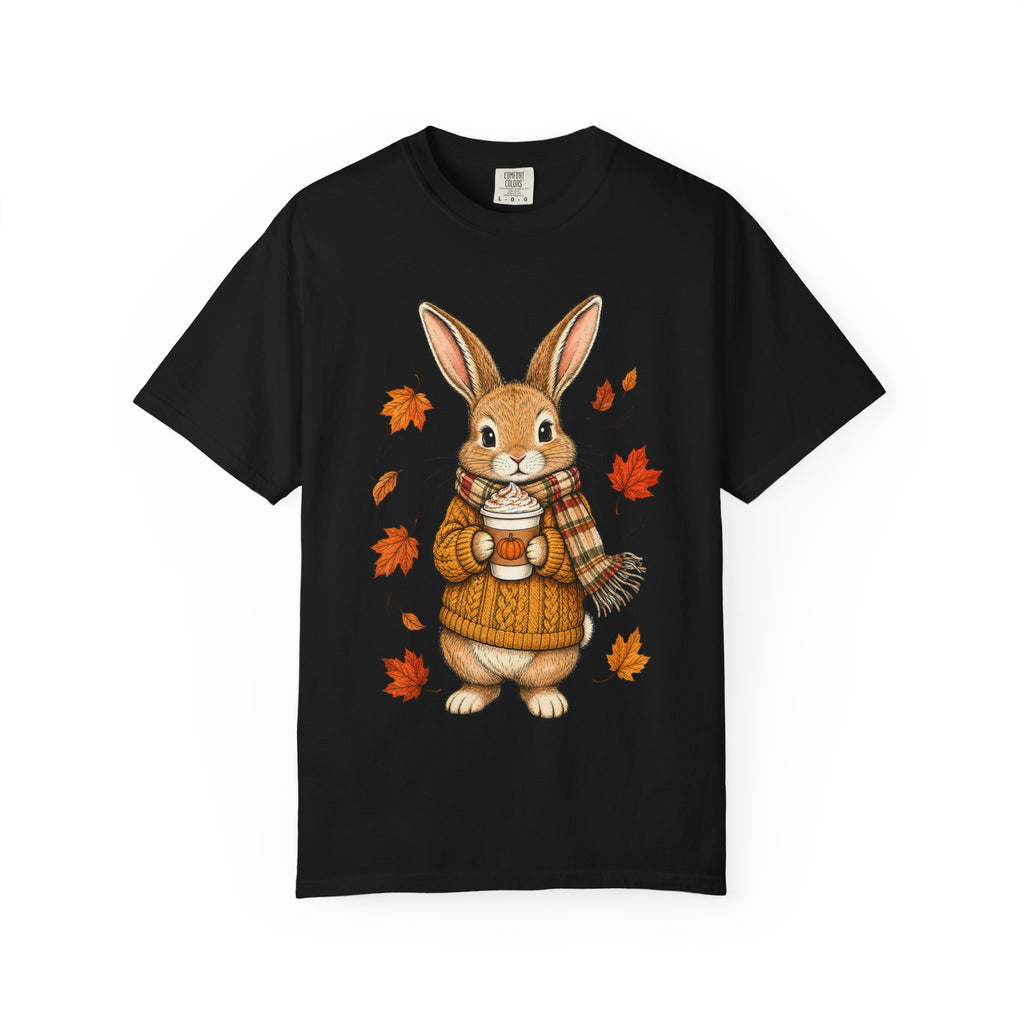 Autumn Bunny Tee — Cozy Fall Rabbit with Scarf & Hot Cocoa