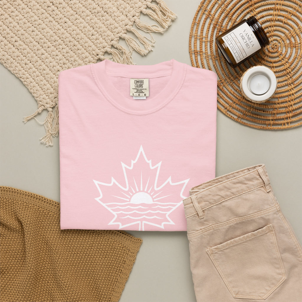 Lake Ontario T-Shirt — Retro Maple Leaf Sunset Graphic