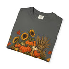 T-Shirt „Herbsternte-Wagen“ — Kürbis & Sonnenblume Herbst-T-Shirt