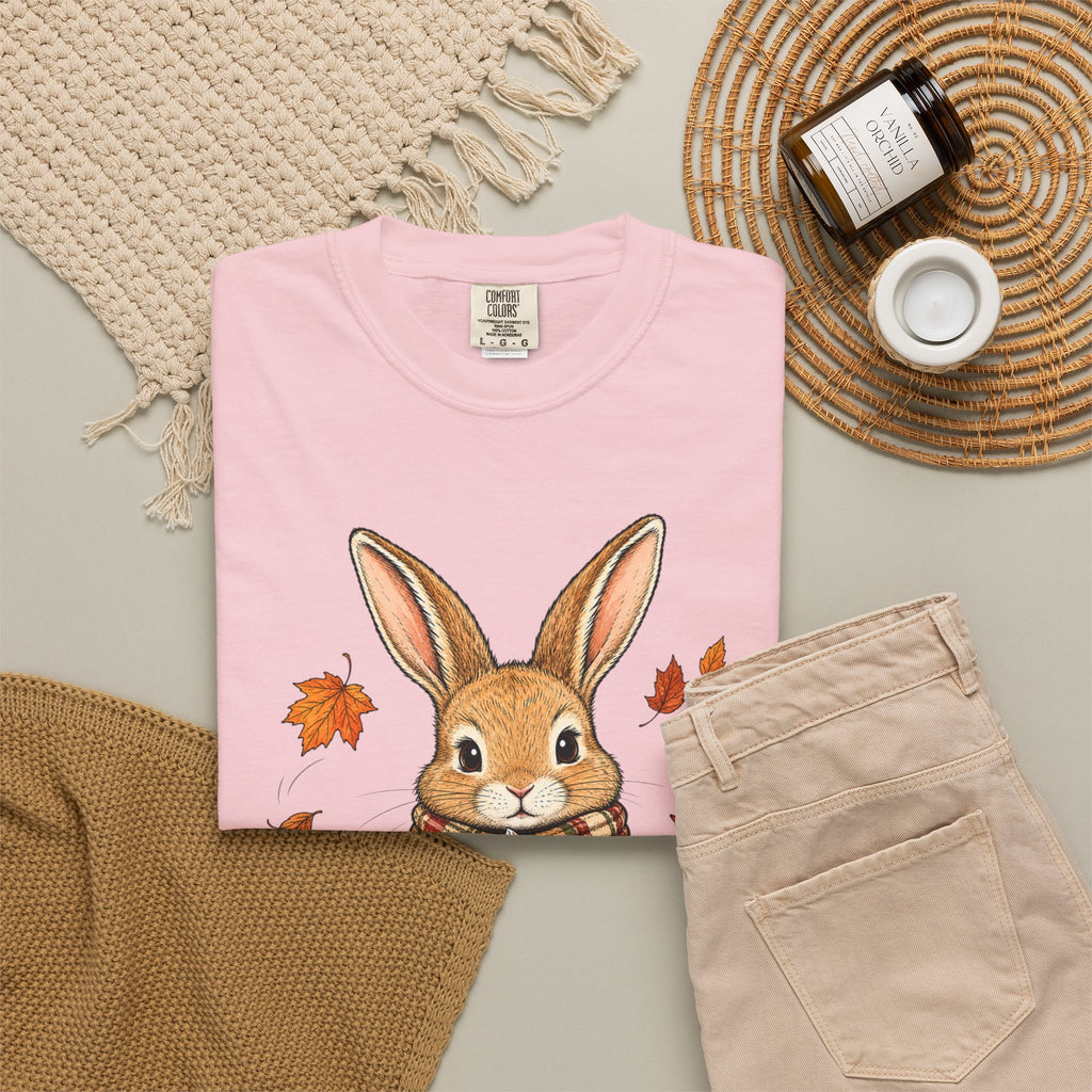Autumn Bunny Tee — Cozy Fall Rabbit with Scarf & Hot Cocoa