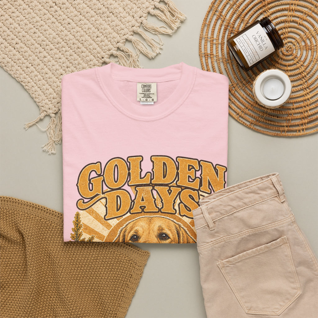 Golden Days Golden Retriever T-Shirt — "Good Dog • Good Life" Vintage Floral Tee