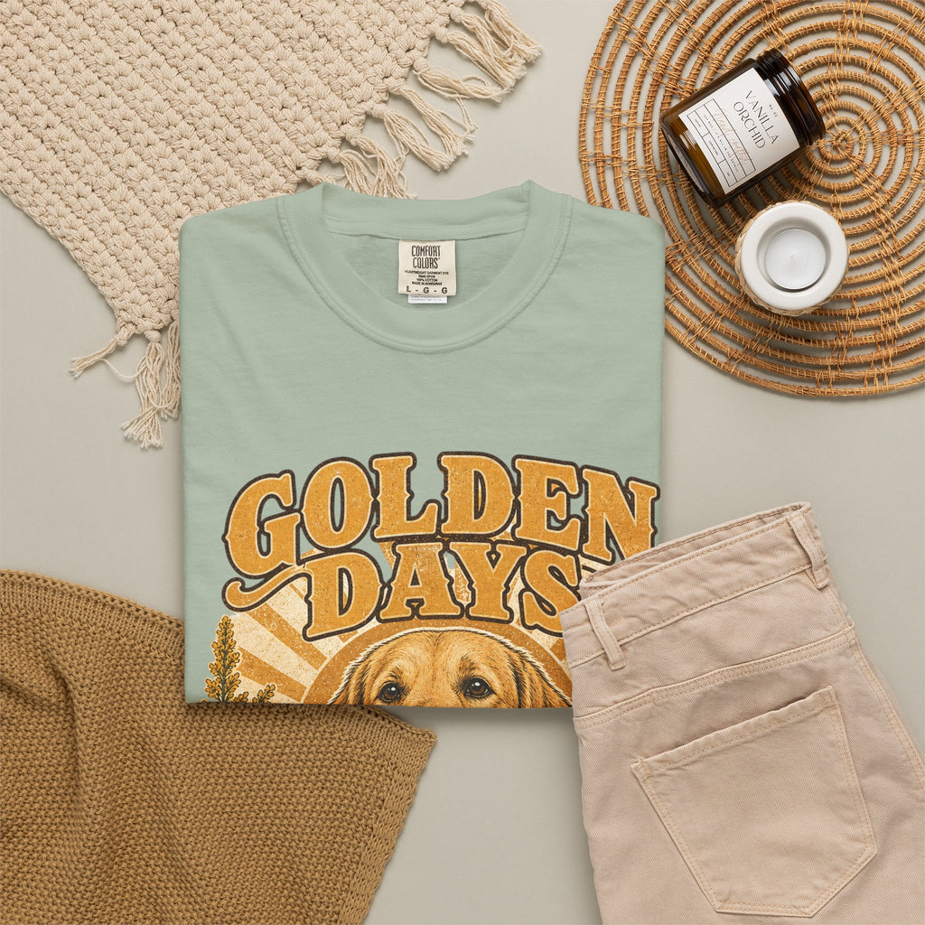 Golden Days Golden Retriever T-Shirt — "Good Dog • Good Life" Vintage Floral Tee
