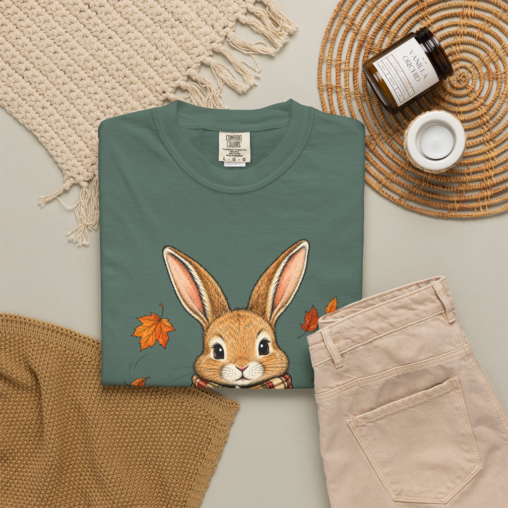 Autumn Bunny Tee — Cozy Fall Rabbit with Scarf & Hot Cocoa