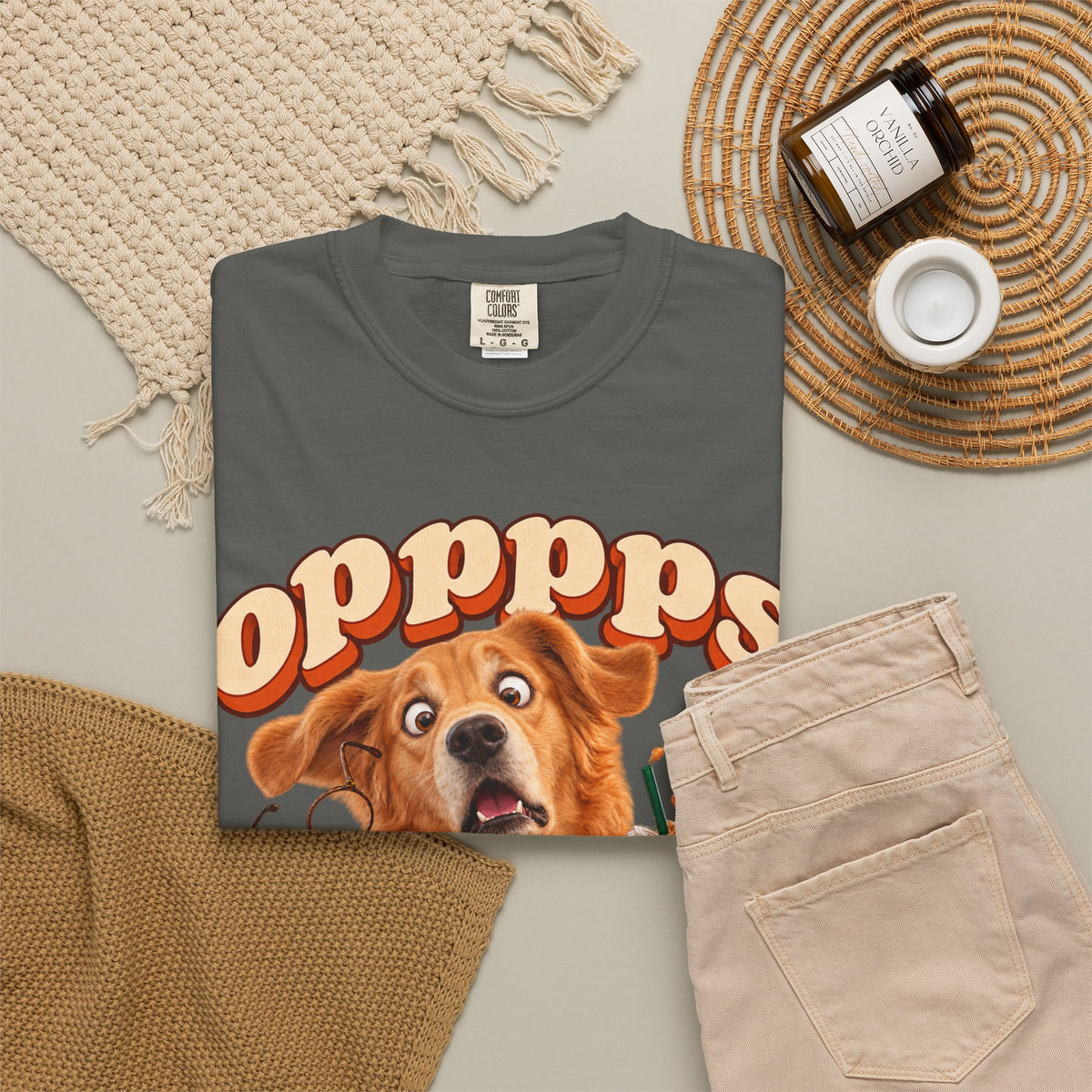 Oops Puppy T-Shirt — Cute Dog Spilling Coffee Graphic Tee