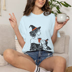 Her Human Witch Tee — Halloween Witch & Dog Graphic T-Shirt