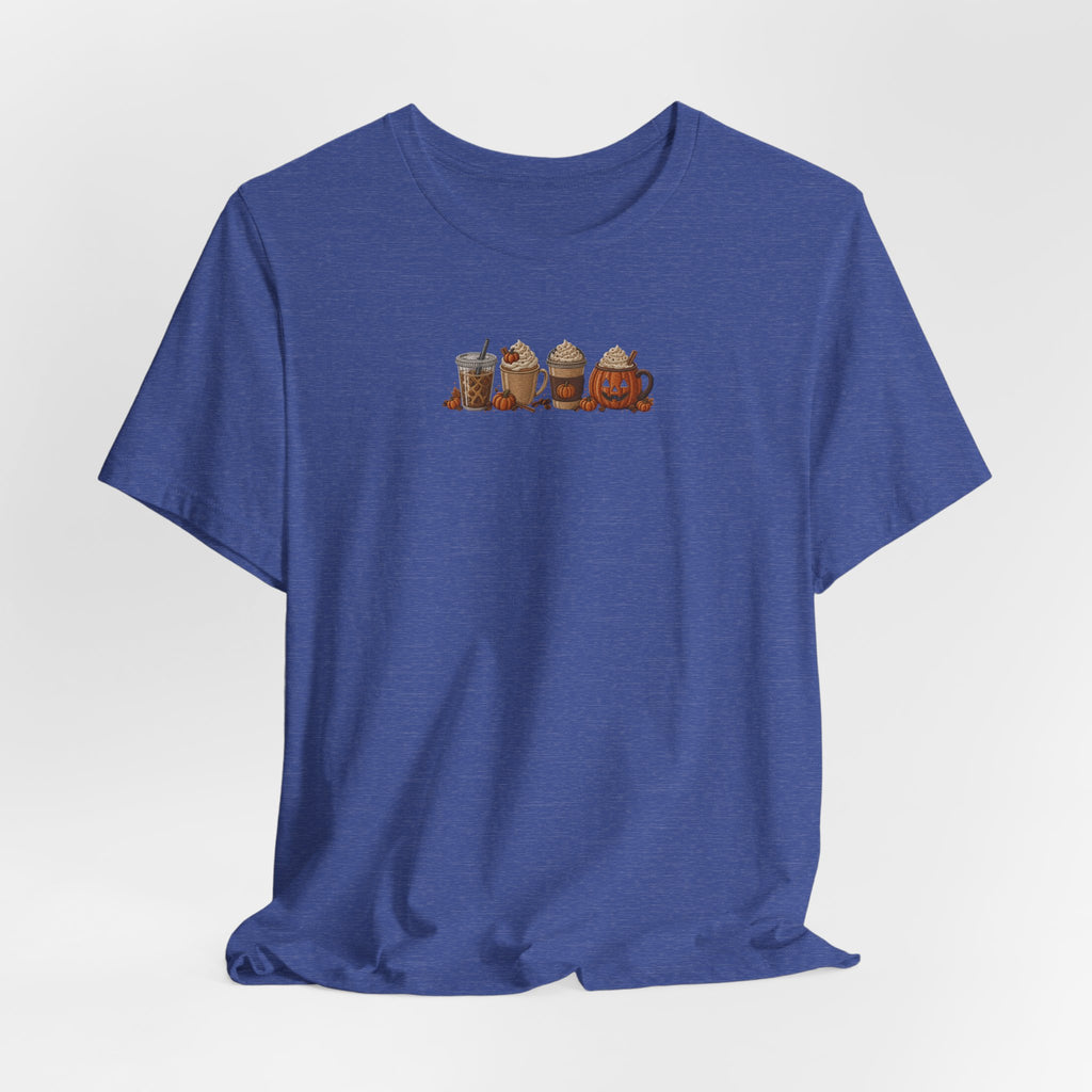 Coffee Crew Cute Graphic Tee — Espresso, Latte & Mocha Cartoon Shirt