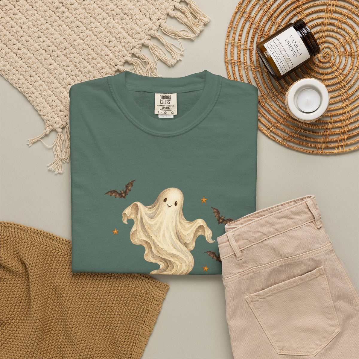 Halloween Ghost in Jack-O'-Lantern T-Shirt
