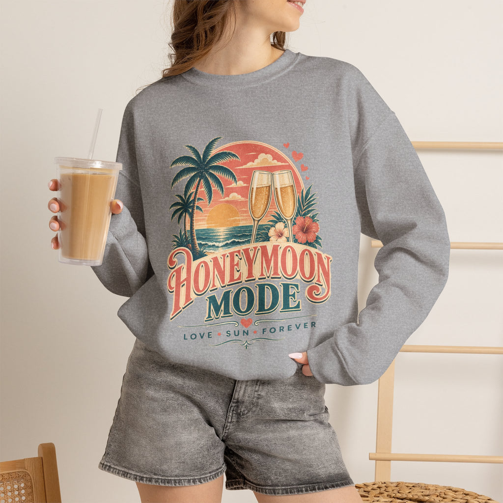 Honeymoon Mode Sweatshirt – Tropical Sunset Couples Crewneck