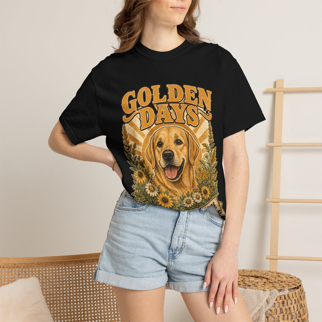 Golden Days Golden Retriever T-Shirt — "Good Dog • Good Life" Vintage Floral Tee