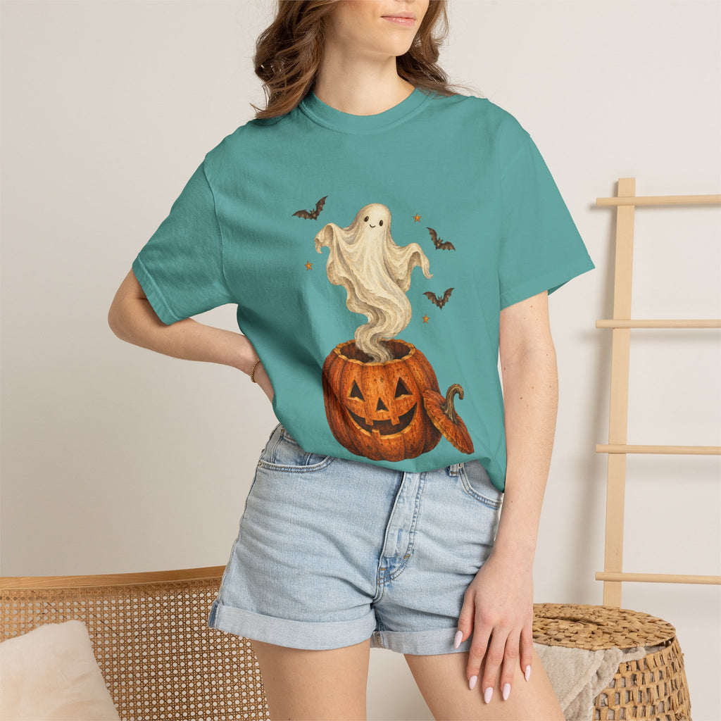 Halloween Ghost in Jack-O'-Lantern T-Shirt