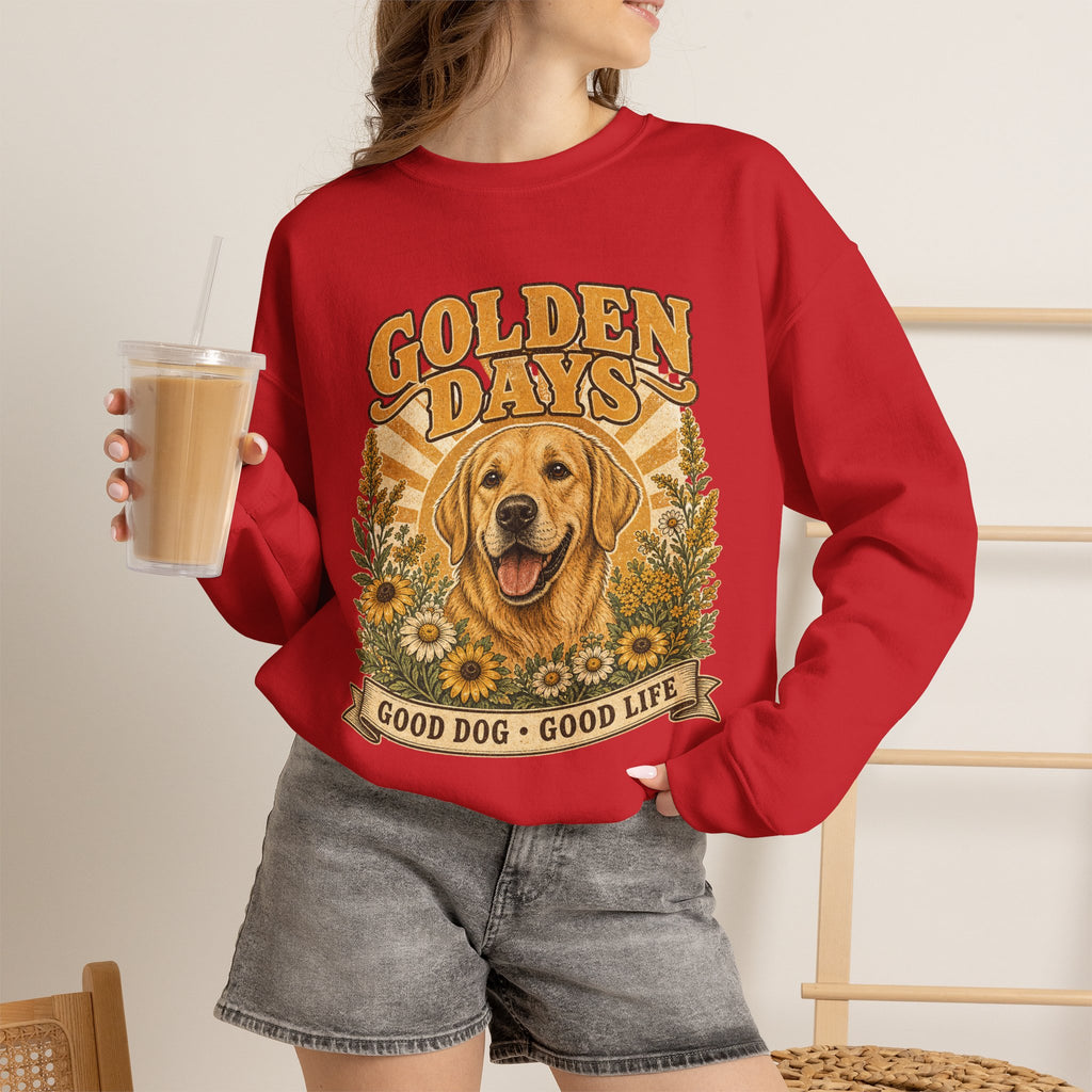 Sweatshirt — "Golden Days: Good Dog • Good Life" Retro Golden Retriever Crewneck