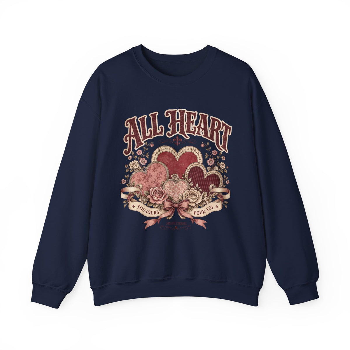Vintage Valentine Crewneck Sweatshirt – "All Heart" Romantic Graphic