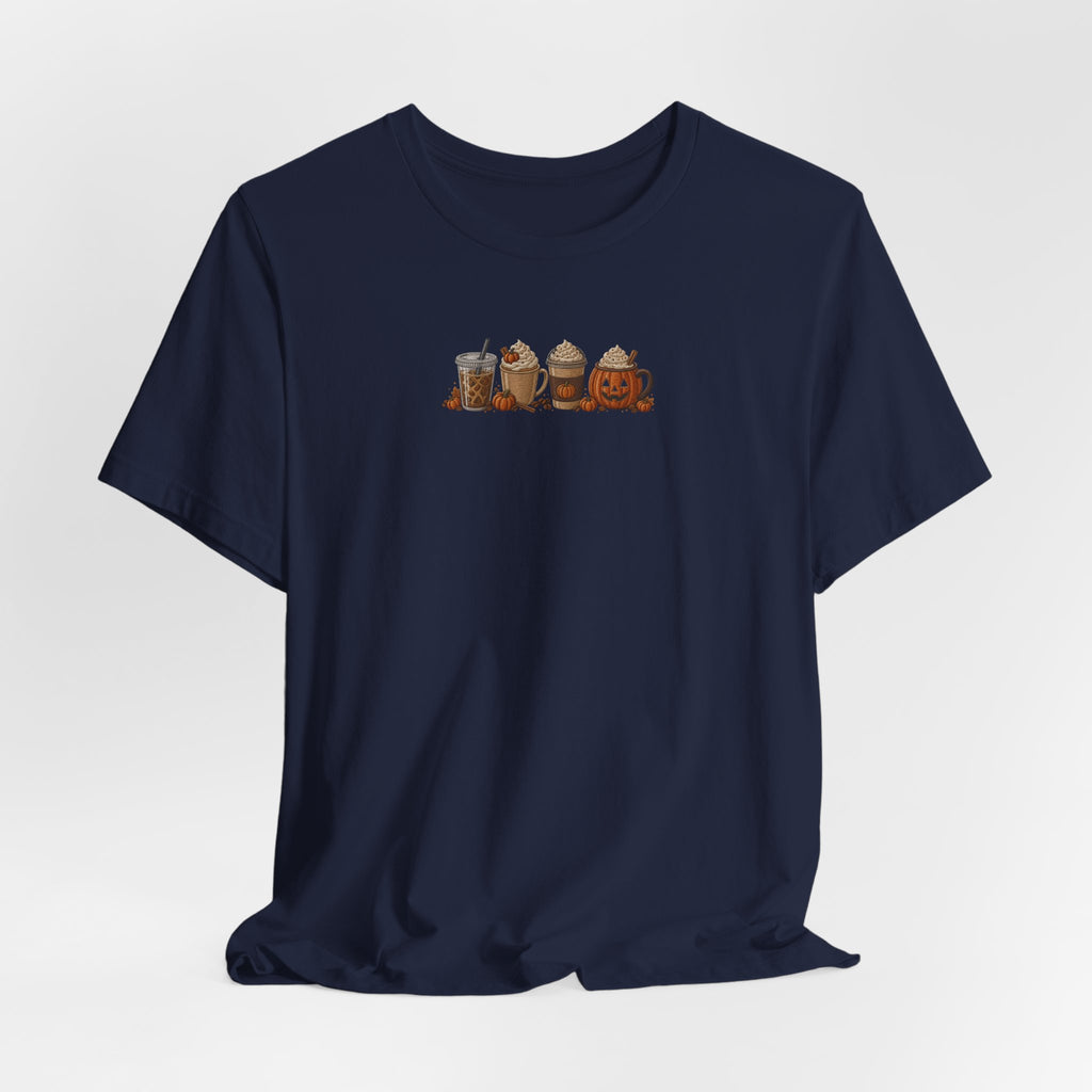 Coffee Crew Cute Graphic Tee — Espresso, Latte & Mocha Cartoon Shirt