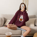 Cute Halloween Ghost Sweatshirt – Girl Ghost with Pumpkin Basket & Bats