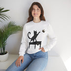 Cat with Crown Crewneck Sweatshirt — Playful Black Cat Graphic