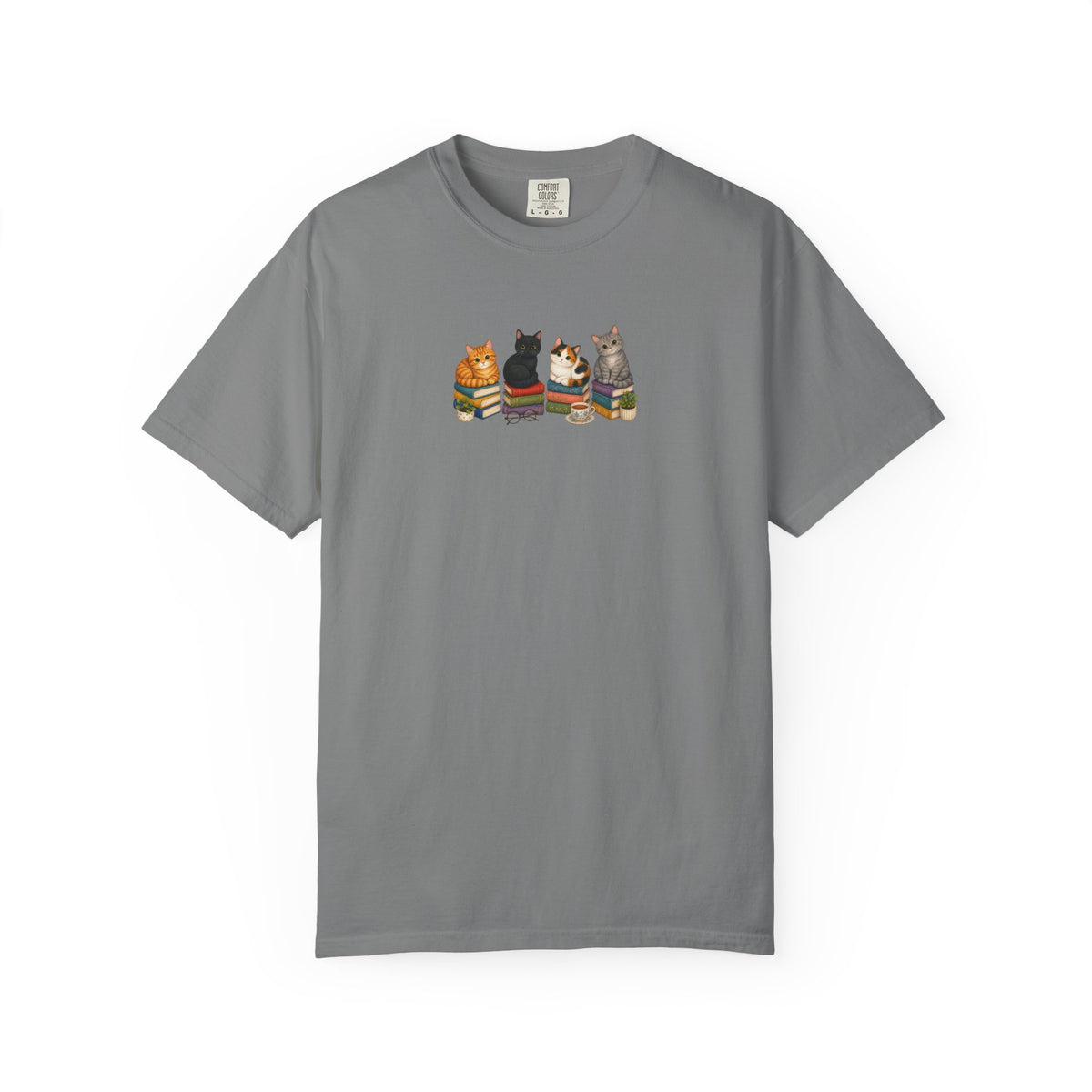 Cat Knit Crew T-Shirt — Cozy Cats Sitting Together Graphic Tee