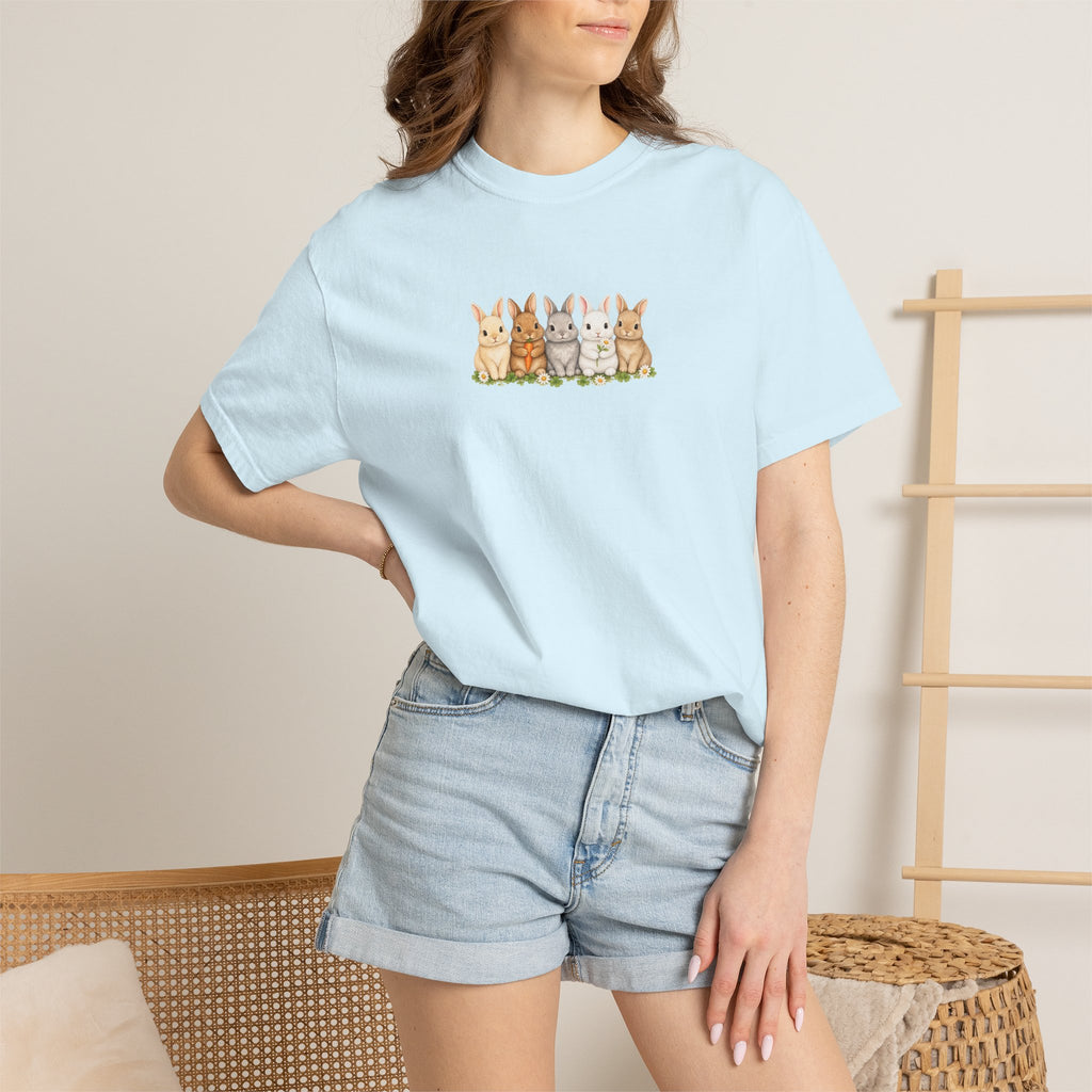 Bunny Row T‑Shirt — Cute Watercolor Rabbits Graphic Tee