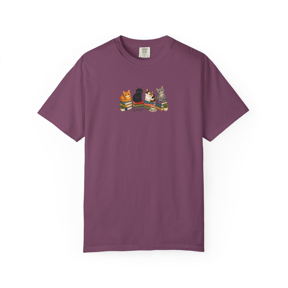 Cat Knit Crew T-Shirt — Cozy Cats Sitting Together Graphic Tee
