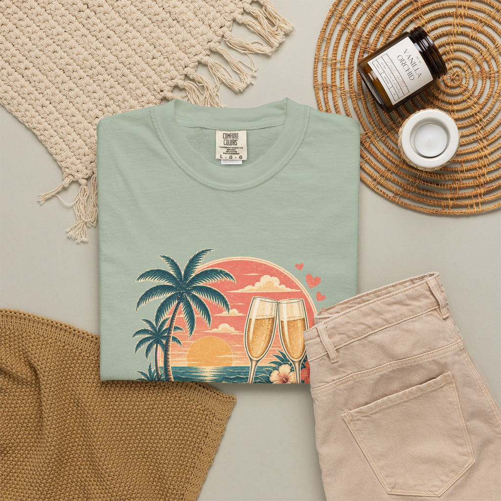 Honeymoon Mode T-Shirt — Tropical Sunset Couple Vacation Tee