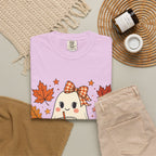 Cute Ghost Pumpkin Drink Tee — Fall Leaves Graphic T-Shirt