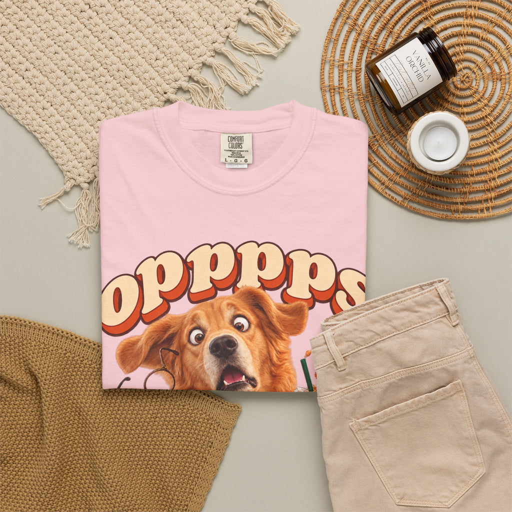 Oops Puppy T-Shirt — Cute Dog Spilling Coffee Graphic Tee