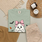Cute Halloween Ghost T-Shirt — Trick-or-Treat Pumpkin & Bats