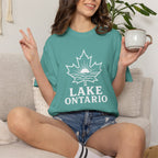 Lake Ontario T-Shirt — Retro Maple Leaf Sunset Graphic