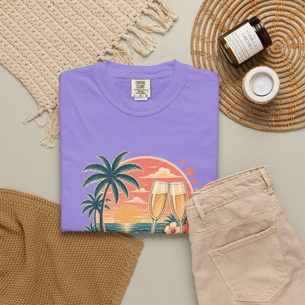 Honeymoon Mode T-Shirt — Tropical Sunset Couple Vacation Tee