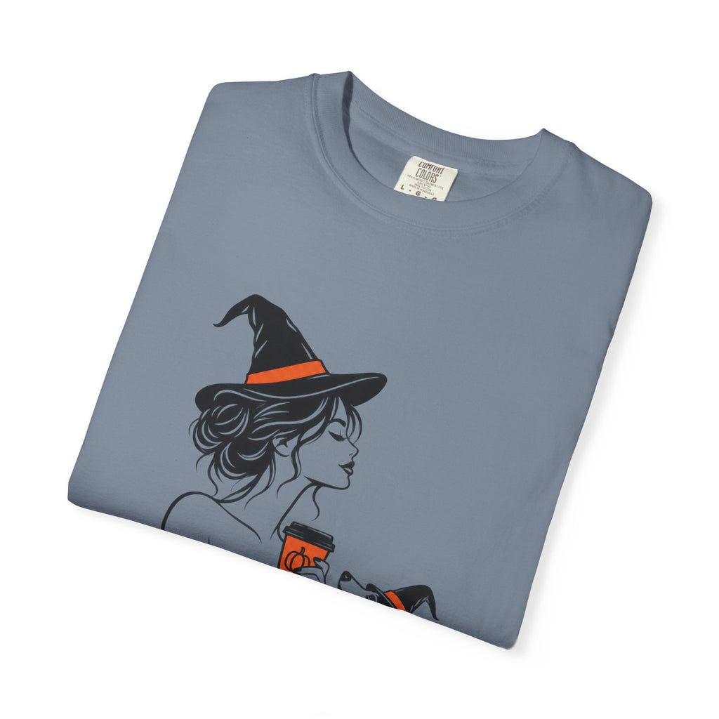 Her Human Witch Tee — Halloween Witch & Dog Graphic T-Shirt