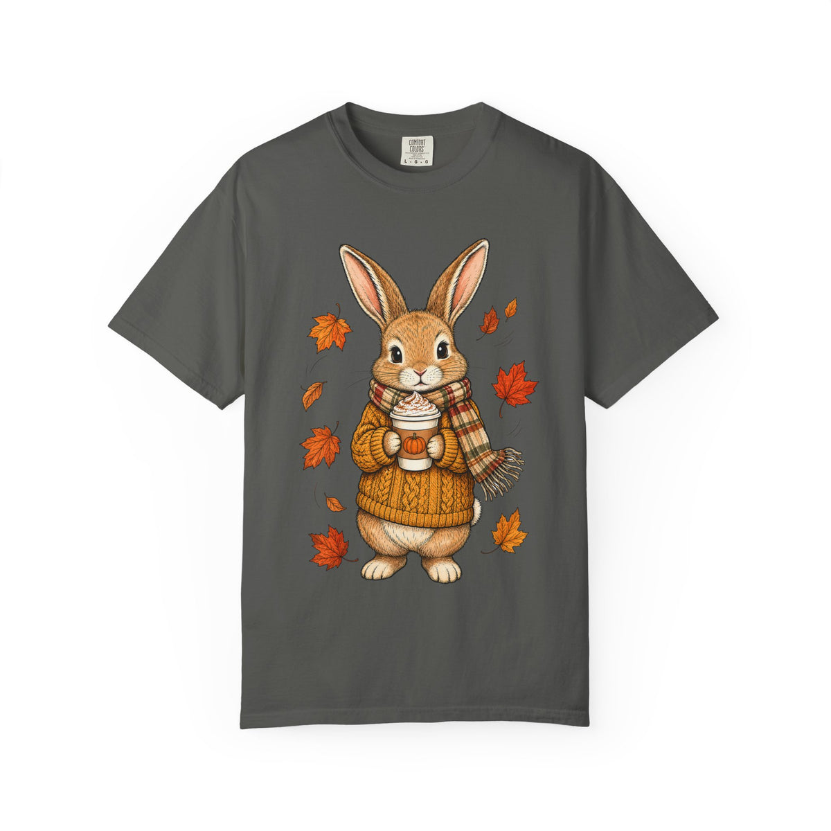 Autumn Bunny Tee — Cozy Fall Rabbit with Scarf & Hot Cocoa