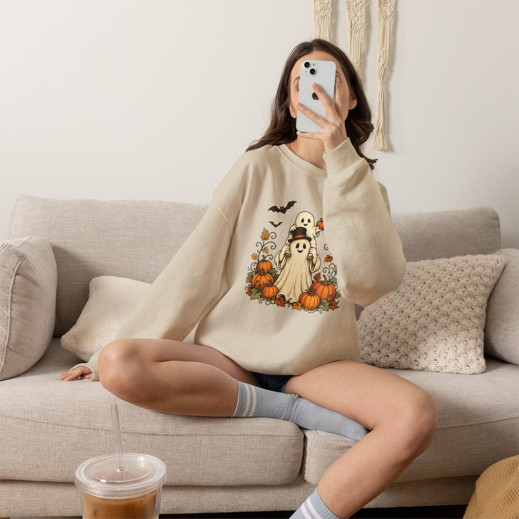 Halloween Pumpkin Ghost Crewneck Sweatshirt