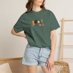 Cat Knit Crew T-Shirt — Cozy Cats Sitting Together Graphic Tee