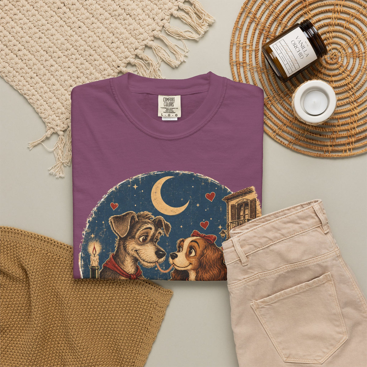 T-Shirt — "Love at First Bite" Vintage Pizza Date Dogs Tee