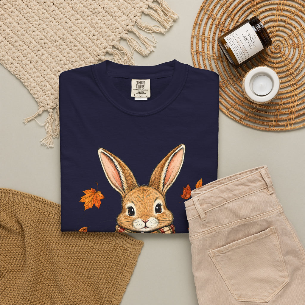 Autumn Bunny Tee — Cozy Fall Rabbit with Scarf & Hot Cocoa