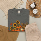 T-Shirt „Herbsternte-Wagen“ — Kürbis & Sonnenblume Herbst-T-Shirt