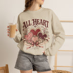Vintage-Sweatshirt mit Rundhalsausschnitt zum Valentinstag – „All Heart“ romantisches Motiv