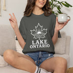 Lake Ontario T-Shirt — Retro Maple Leaf Sunset Graphic