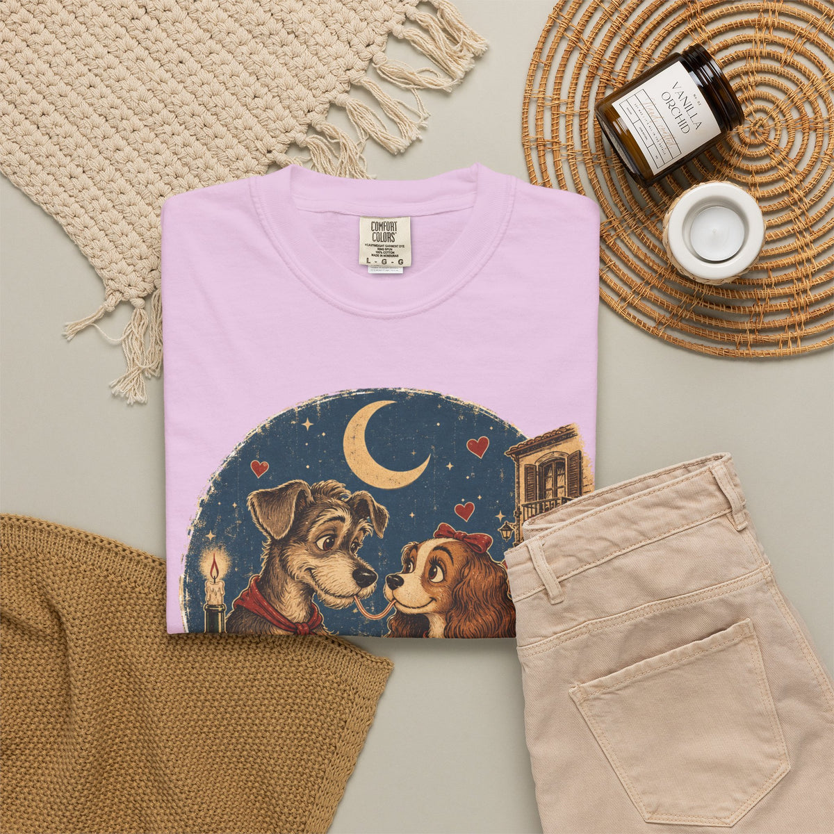 T-Shirt — "Love at First Bite" Vintage Pizza Date Dogs Tee
